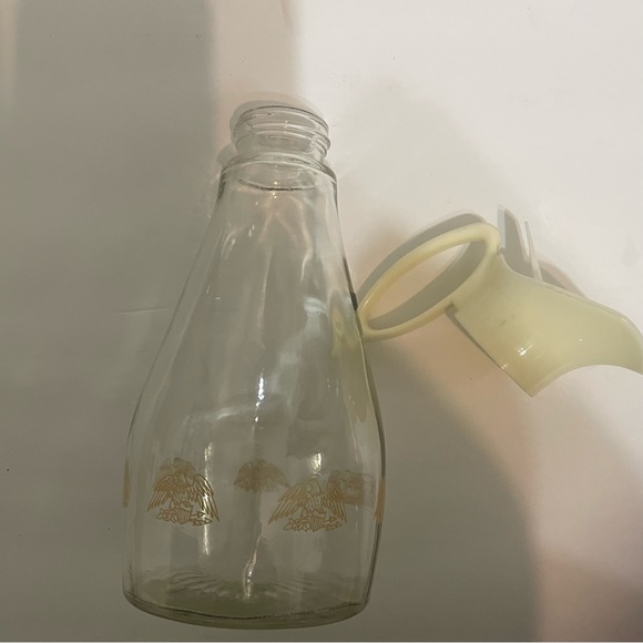 Vintage Log Cabin Glass Maple Syrup Dispenser Gold Eagle clear/gold/white - Picture 10 of 14